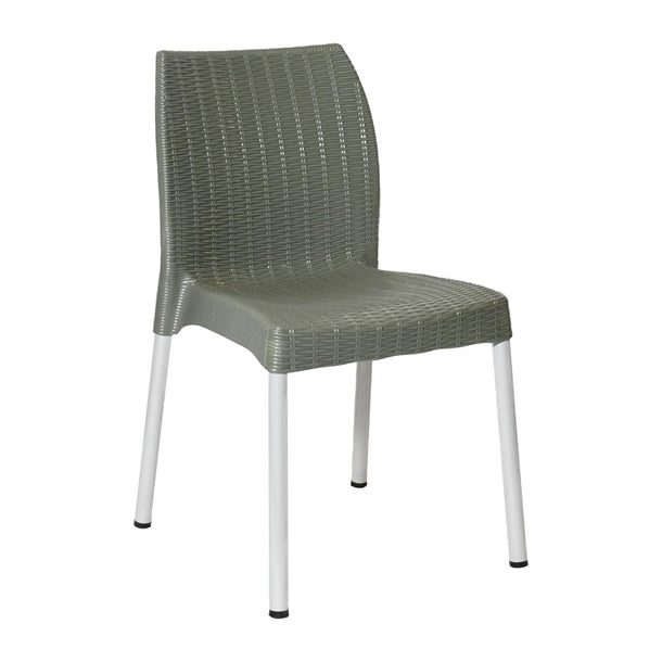 Bolero Elements Polypropylene Rattan Side Chairs Olive Green (4 Pack) ja915