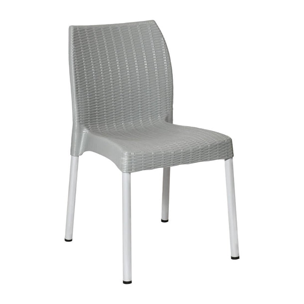Bolero Elements Polypropylene Rattan Side Chairs Grey (4 Pack) ja916