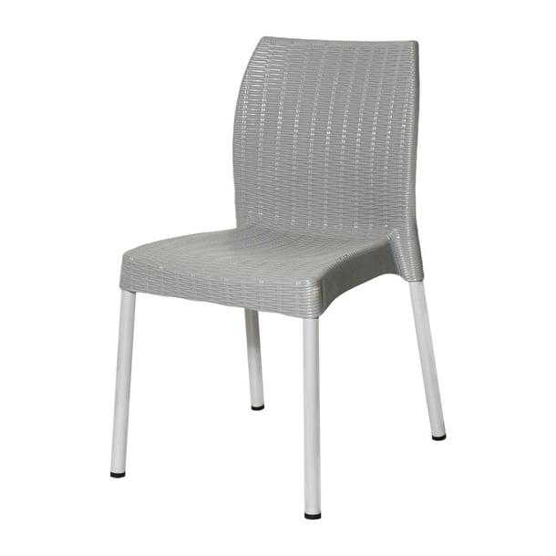 Bolero Elements Polypropylene Rattan Side Chairs Grey (4 Pack) ja916