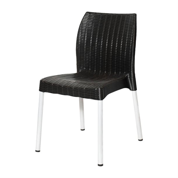 Bolero Elements Polypropylene Rattan Side Chairs Black (4 Pack) ja917