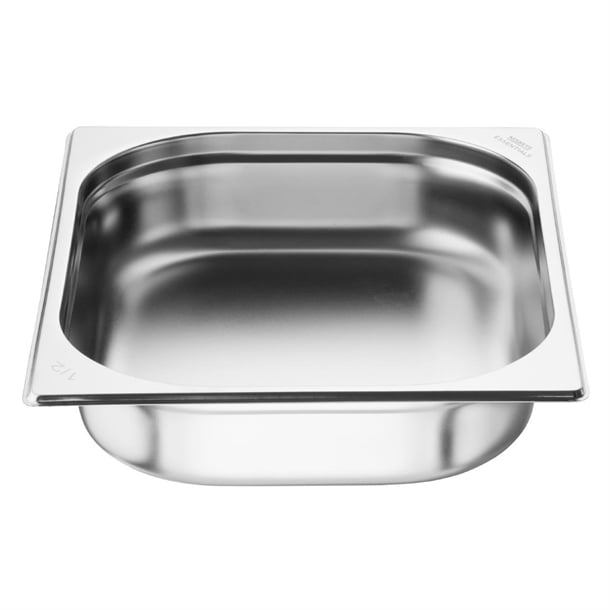 Nisbets Essentials Stainless Steel 1/2 Gastronorm Tray 65mm ( 3 Pack) jb371