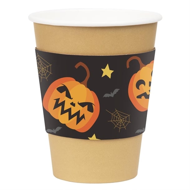 Fiesta Recyclable Halloween Cups Sleeves for 12oz Hot Cups (100 Pack) jb541