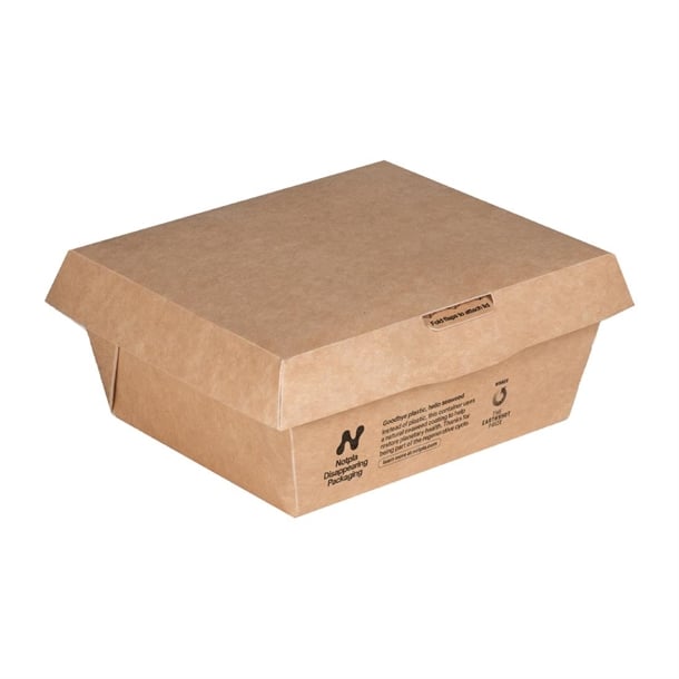 Notpla Clip & Close Food Boxes 800ml - Kraft (260 Pack) jb810