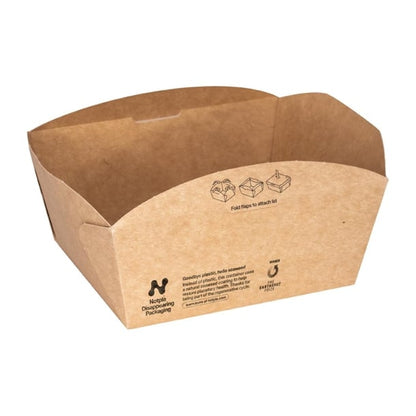 Notpla Clip & Close Food Boxes 800ml - Kraft (260 Pack) jb810