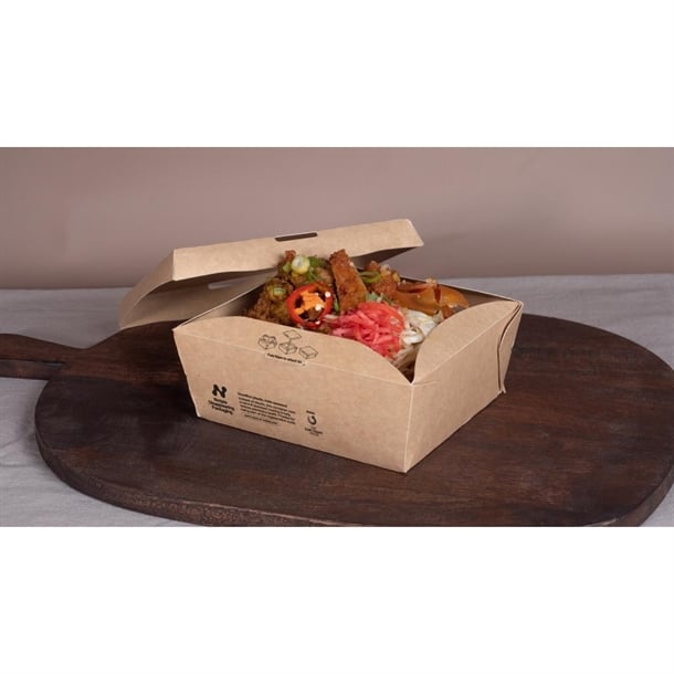 Notpla Clip & Close Food Boxes 1000ml - Kraft (260 Pack) jb812