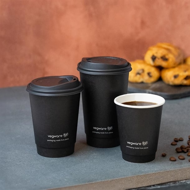 Vegware Double Wall Hot Cups Black 12oz (500 Pack) jb821
