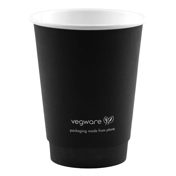 Vegware Double Wall Hot Cups Black 12oz (500 Pack) jb821