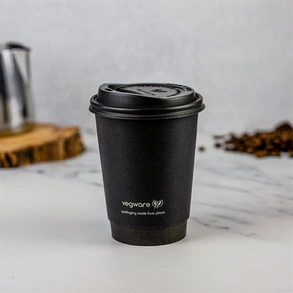 Vegware Double Wall Hot Cups Black 12oz (500 Pack) jb821