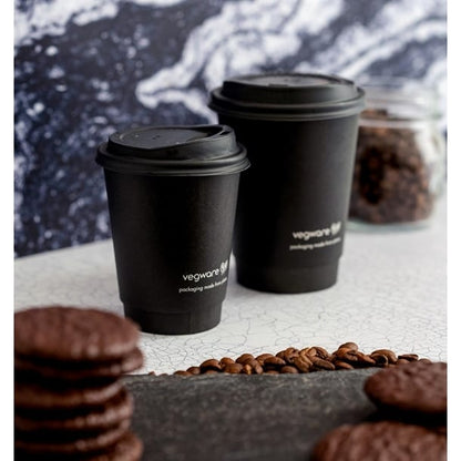 Vegware 89-Series CPLA Hot Cup Lids Black (1000 Pack) jb824