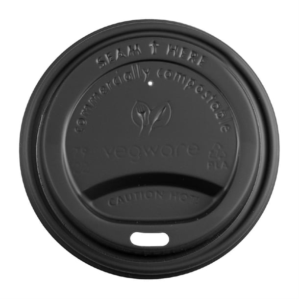 Vegware 79-Series CPLA Hot Cup Lids Black (1000 Pack) jb823