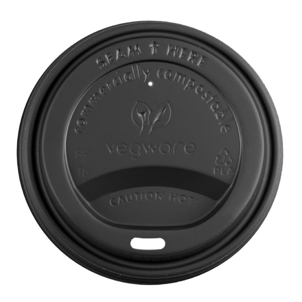 Vegware 89-Series CPLA Hot Cup Lids Black (1000 Pack) jb824