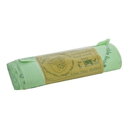 Vegware Compostable Food Caddy Bin Bags 8Ltr (25 Pack) jb827