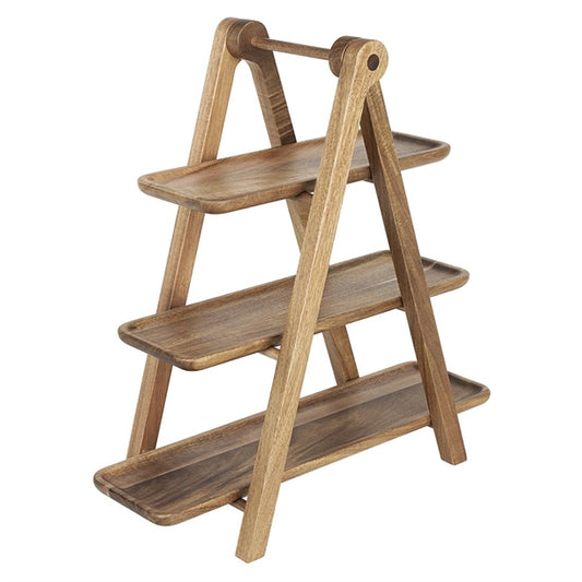 Olympia Acacia Wood 3-Tier Serving Trays with Display Stand jb989