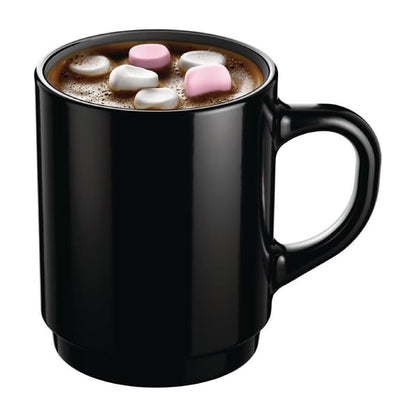 Arcoroc Opal Stackable Mugs Black 250ml (6 Pack) jc976