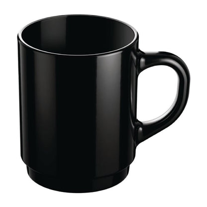 Arcoroc Opal Stackable Mugs Black 250ml (6 Pack) jc976