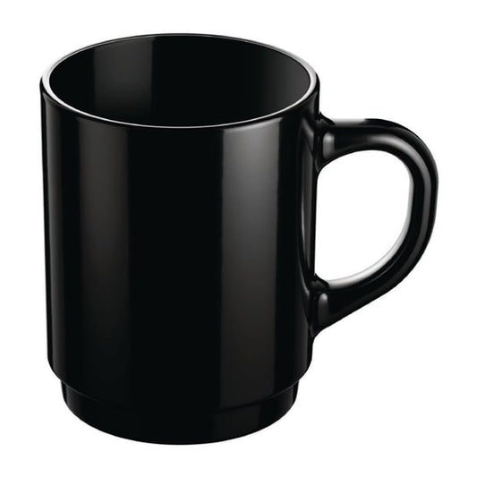 Arcoroc Opal Stackable Mugs Black 250ml (6 Pack) jc976