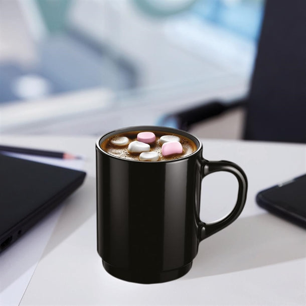 Arcoroc Opal Stackable Mugs Black 250ml (6 Pack) jc976