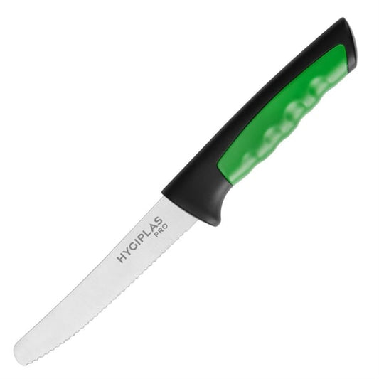 Hygiplas Pro Serrated Tomato Knife Green 10cm jd222