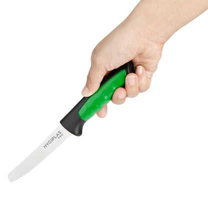 Hygiplas Pro Serrated Tomato Knife Green 10cm jd222