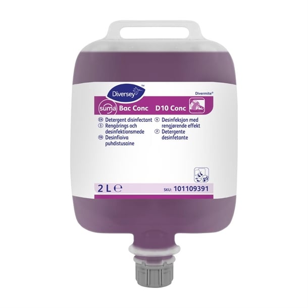 Diversey Suma Bac Conc D10 Concentrated Detergent Disinfectant 2Ltr je024