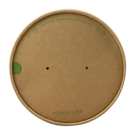 Vegware Round Paper Lid Kraft 150-Series (Pack 300) je052