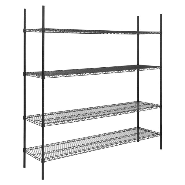 Nisbets Essentials Flat Pack 4 Shelf Unit Black Epoxy Coated p_je360