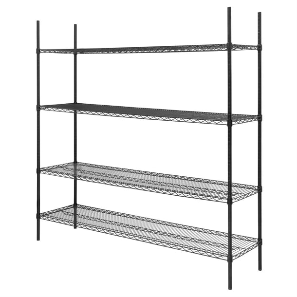 Nisbets Essentials Flat Pack 4 Shelf Unit Black Epoxy Coated p_je360