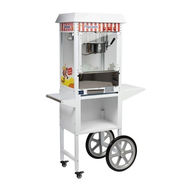 Haxro HX8837 Popcorn Machine and Cart White je458