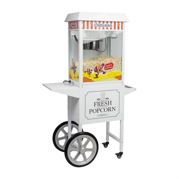Haxro HX8837 Popcorn Machine and Cart White je458