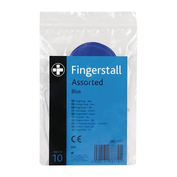 Reliance Medical Fingerstalls Assorted Sizes Blue (10 Pack) jf011
