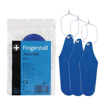 Reliance Medical Fingerstalls Assorted Sizes Blue (10 Pack) jf011