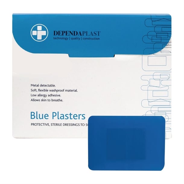 Dependaplast Blue Food Area Plasters 75x50mm ( 50 Pack) jf014