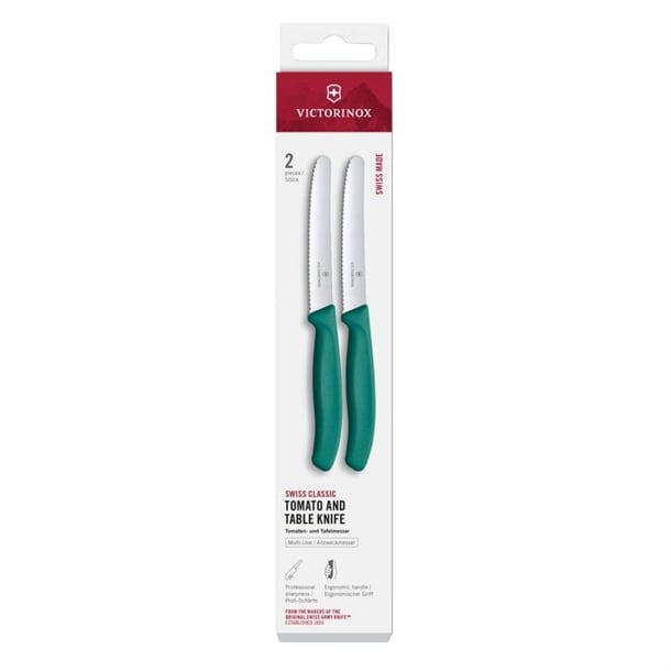 Victorinox Swiss Classic Tomato & Table Knife Wavy Green 22cm ( 2 Pack) jk094