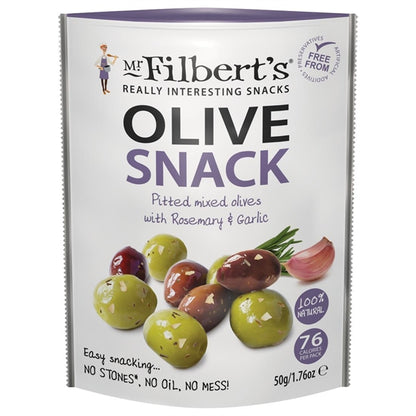 Mr Filbert's Grab and Go Rosemary & Garlic Olives (12 x 50g) jk300