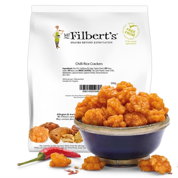 Mr Filbert's Loose Serve Catering Bag Sweet Chilli Rice Crackers 500g jk301