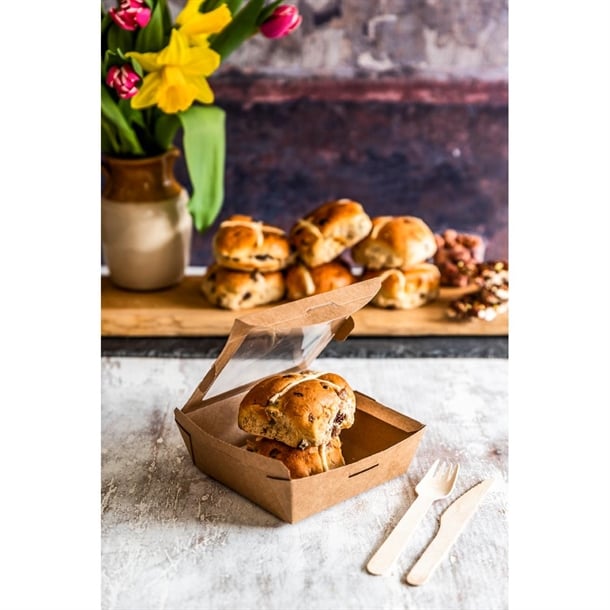 Vegware Salad Boxes with Window Kraft Medium 650ml (300 Pack) jk364