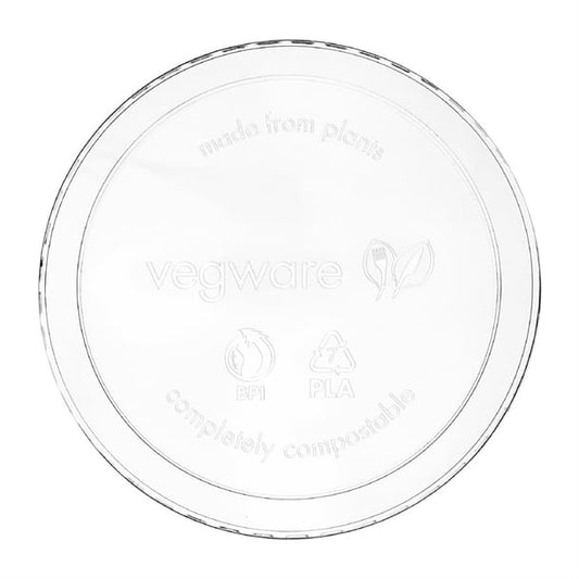Vegware Round PLA Deli Pot Lids - Fits 8-32oz Pots (500 Pack) jk381