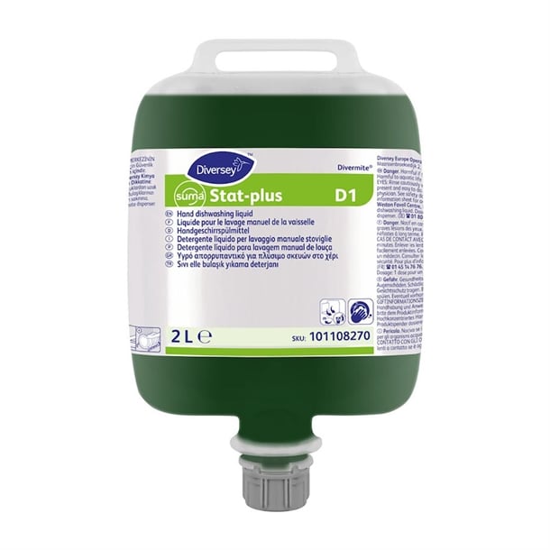 Diversey Suma Stat-Plus D1 Divermite Dishwashing Liquid 2Ltr jk424