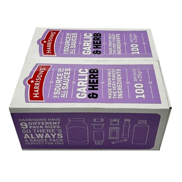 Harrisons Garlic & Herb Dip Pots 25g (100 Pack) jk445
