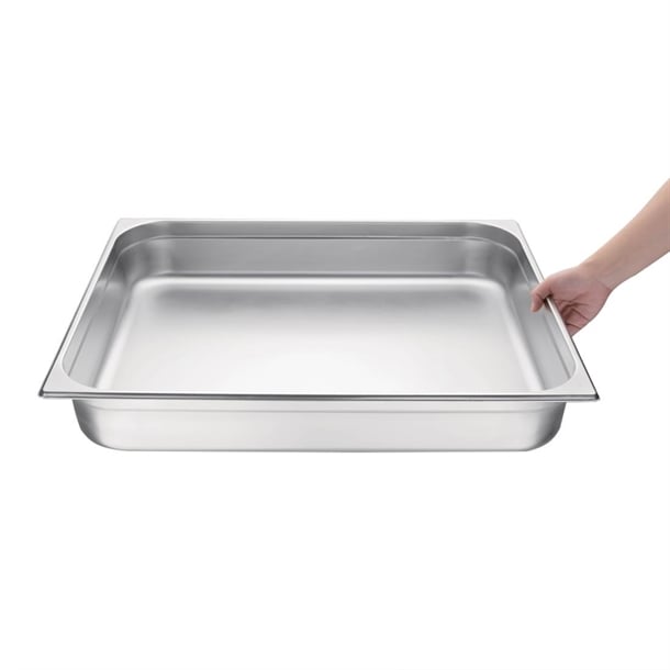 Vogue Stainless Steel 2/1 Gastronorm Tray 100mm k804