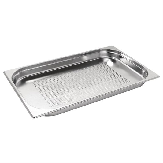 Vogue Stainless Steel Perforated 1/1 Gastronorm Tray 40mm k839