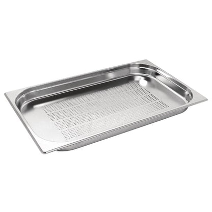 Vogue Stainless Steel Perforated 1/1 Gastronorm Tray 40mm k839