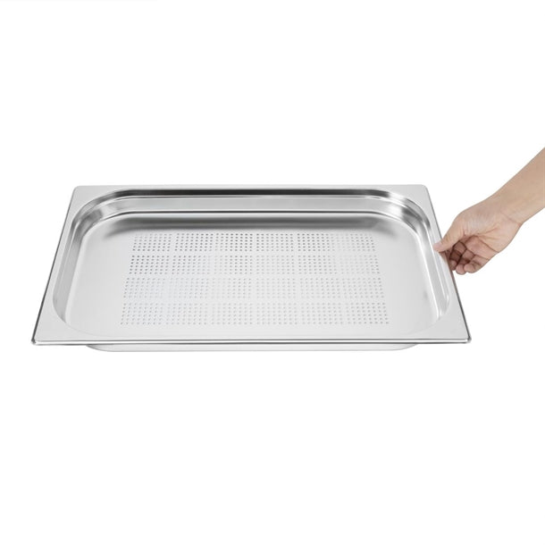 Vogue Stainless Steel Perforated 1/1 Gastronorm Tray 40mm k839