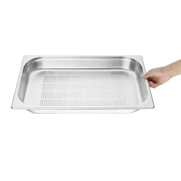 Vogue Stainless Steel Perforated 1/1 Gastronorm Tray 65mm k840
