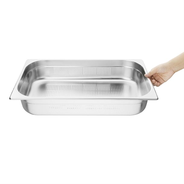 Vogue Stainless Steel Perforated 1/1 Gastronorm Tray 100mm k841