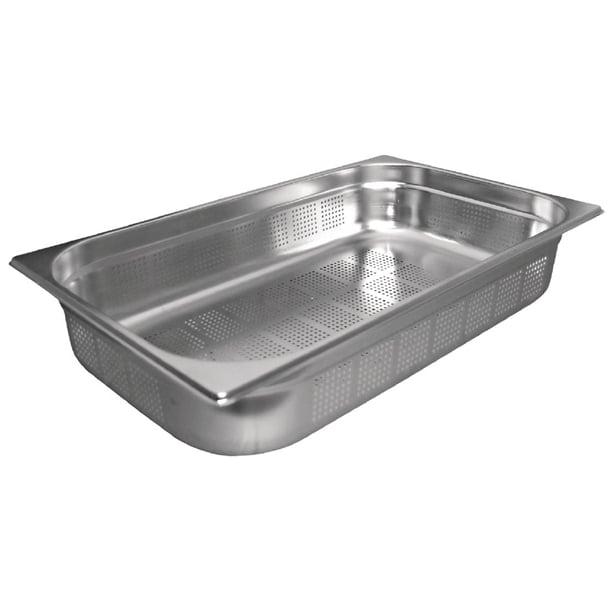Vogue Stainless Steel Perforated 1/1 Gastronorm Tray 100mm k841
