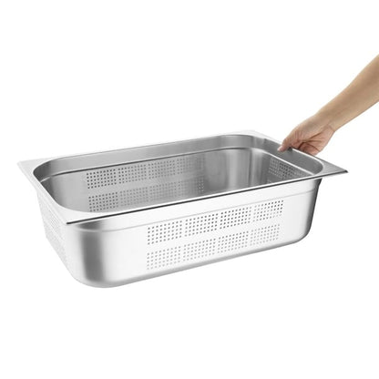 Vogue Stainless Steel Perforated 1/1 Gastronorm Tray 150mm k842