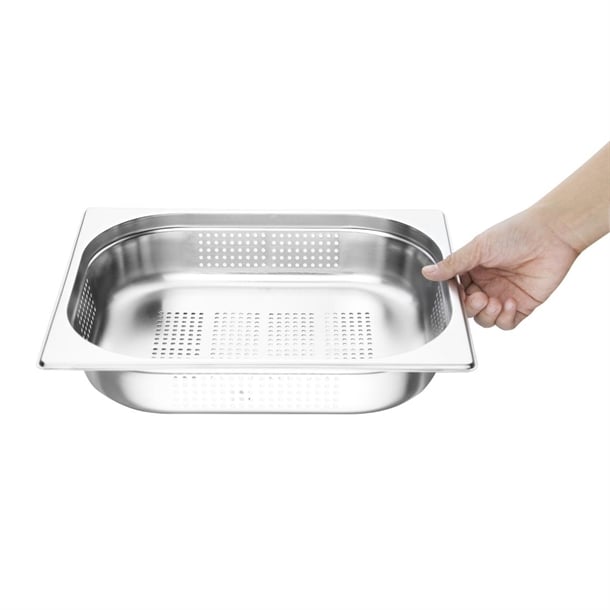 Vogue Stainless Steel Perforated 1/2 Gastronorm Tray 65mm k844