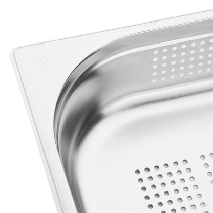 Vogue Stainless Steel Perforated 1/2 Gastronorm Tray 65mm k844