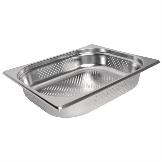 Vogue Stainless Steel Perforated 1/2 Gastronorm Tray 65mm k844